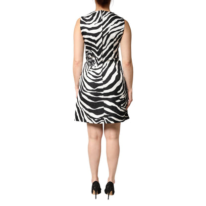 Dolce & Gabbana Black White Zebra Sleeveless A-line Dress