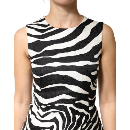 Dolce & Gabbana Black White Zebra Sleeveless A-line Dress