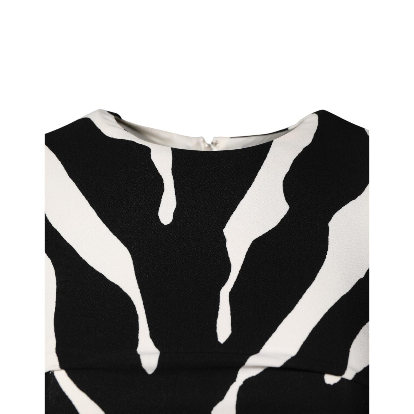 Dolce & Gabbana Black White Zebra Viscose Sheath Midi Dress