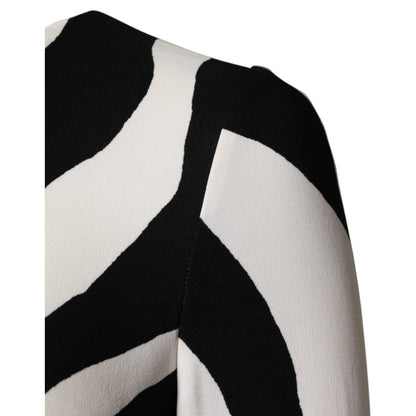 Dolce & Gabbana Black White Zebra Viscose Sheath Midi Dress