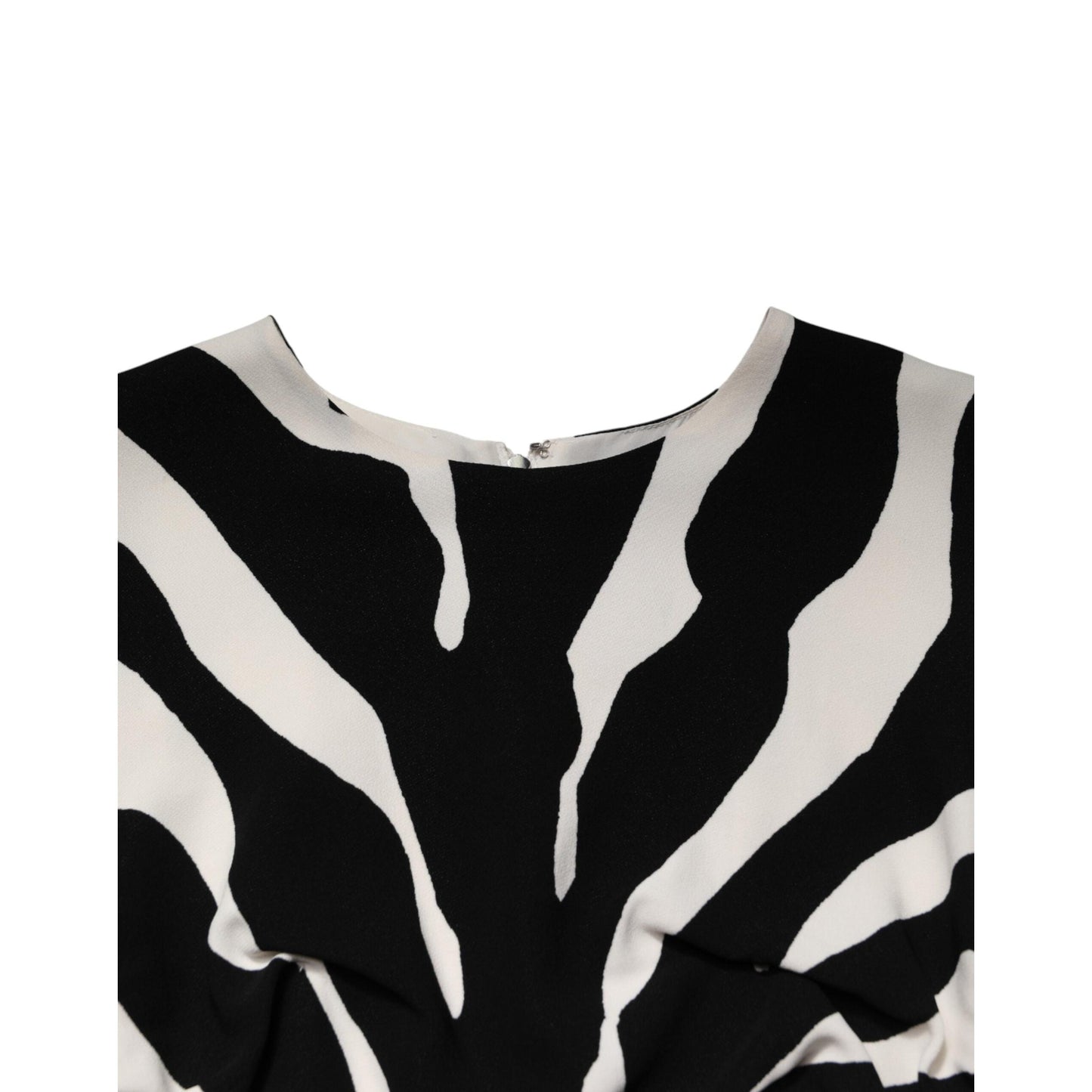 Dolce & Gabbana Black White Zebra Viscose Sheath Midi Dress