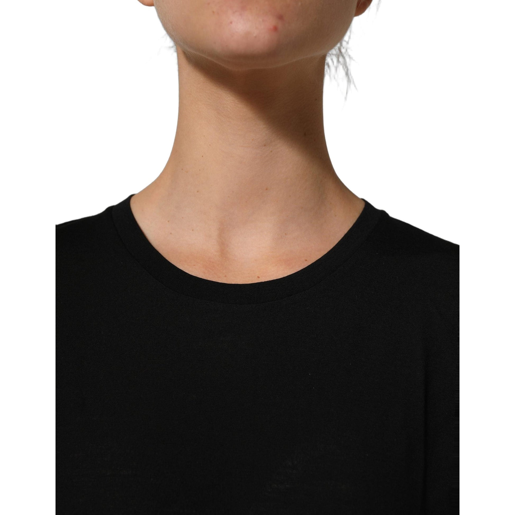 Dolce & Gabbana Black Wool Crew Neck Short Sleeves Men T-shirt