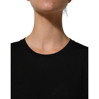 Dolce & Gabbana Black Wool Crew Neck Short Sleeves Men T-shirt