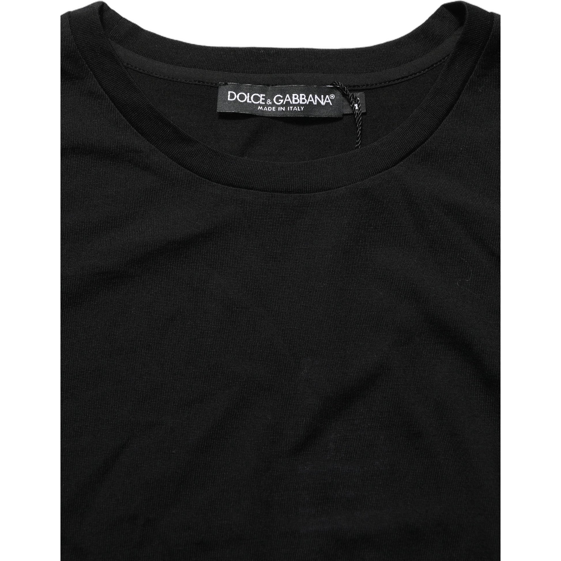Dolce & Gabbana Black Wool Crew Neck Short Sleeves Men T-shirt