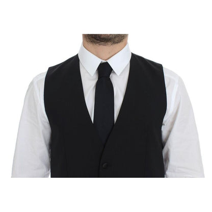 Dolce & Gabbana Black Wool Silk Stretch Dress Vest Blazer