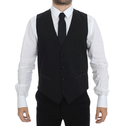 Dolce & Gabbana Black Wool Silk Stretch Dress Vest Blazer