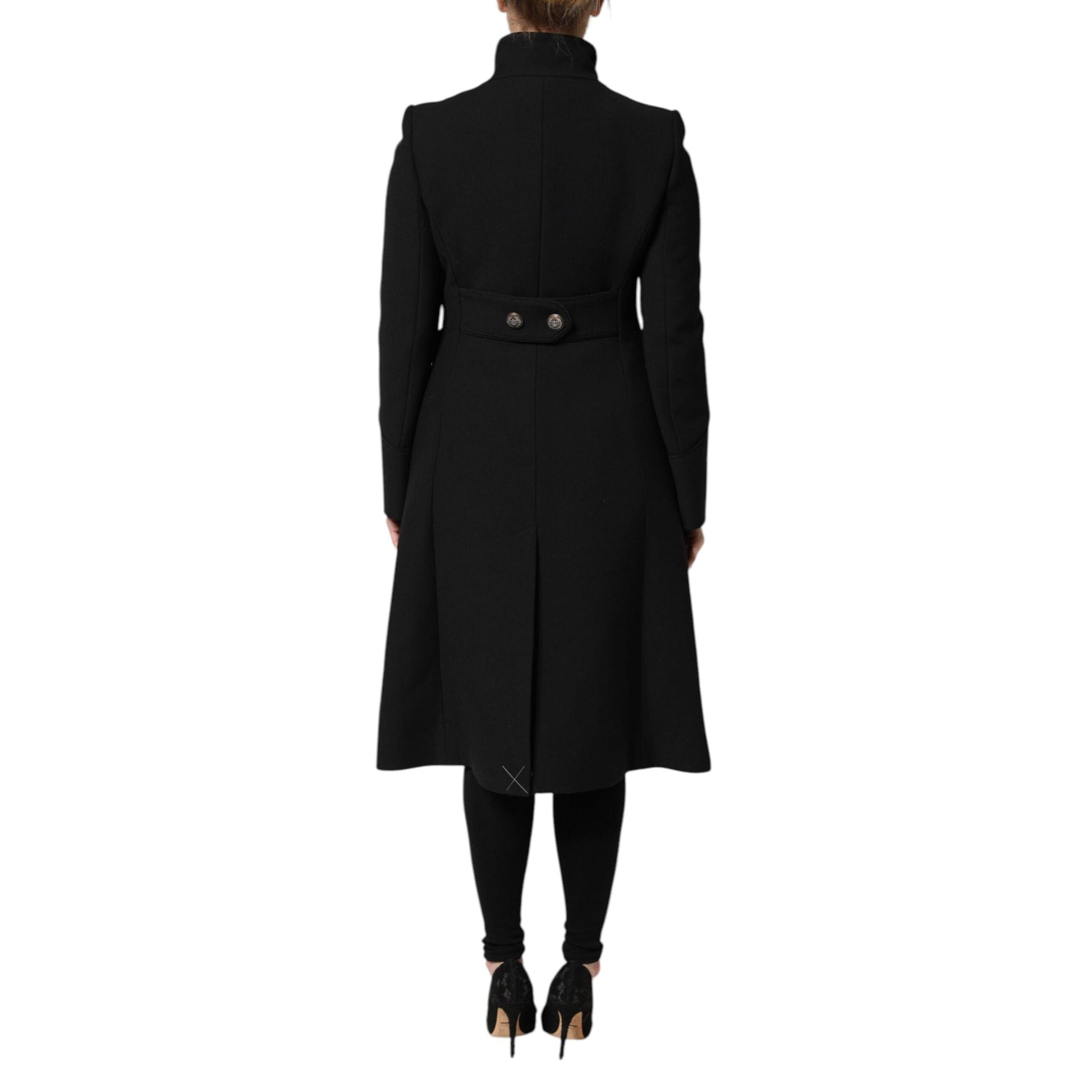 Dolce & Gabbana Black Wool Single Breasted Trench Coat Jacket