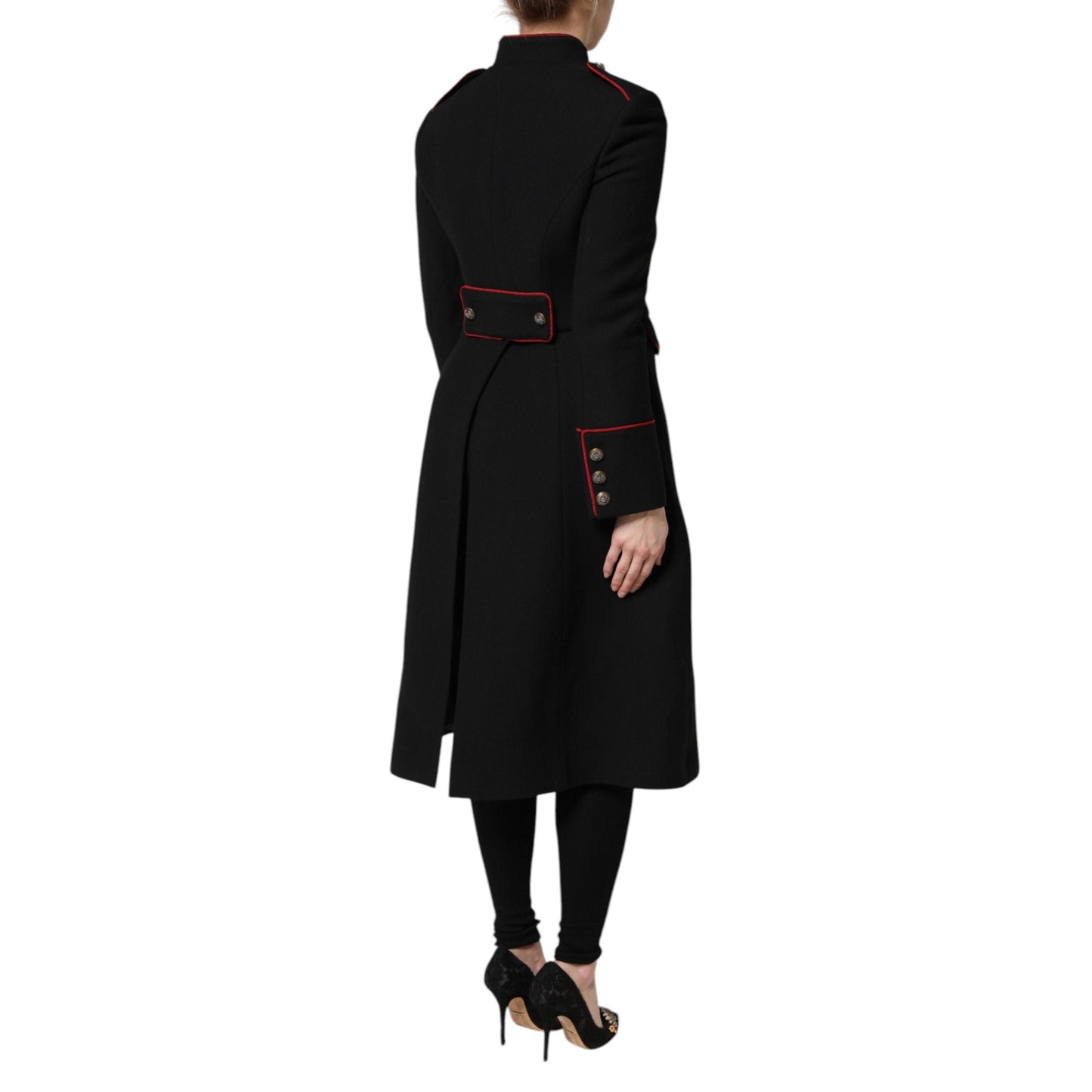 Dolce & Gabbana Black Wool Single Breasted Trench Coat Jacket