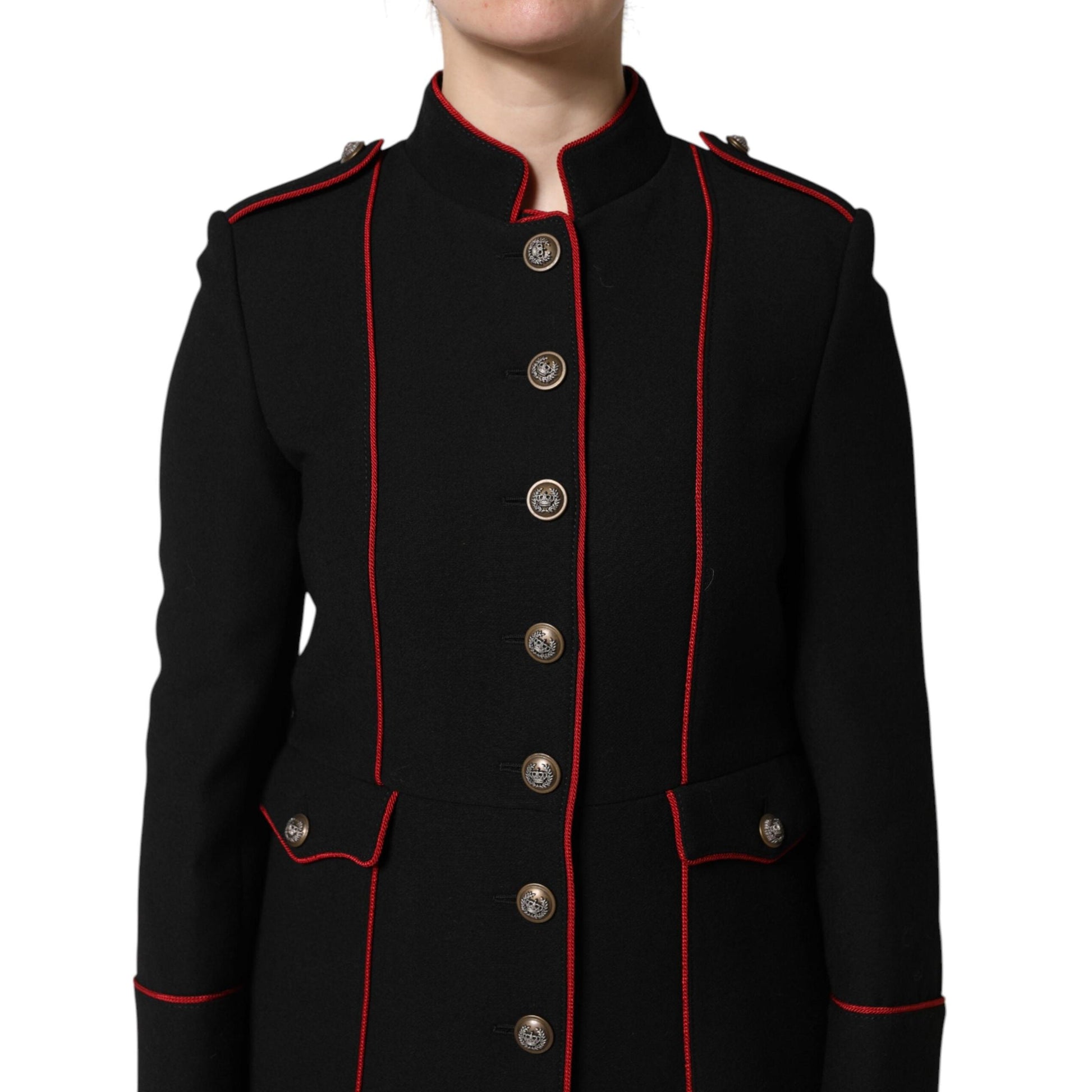 Dolce & Gabbana Black Wool Single Breasted Trench Coat Jacket