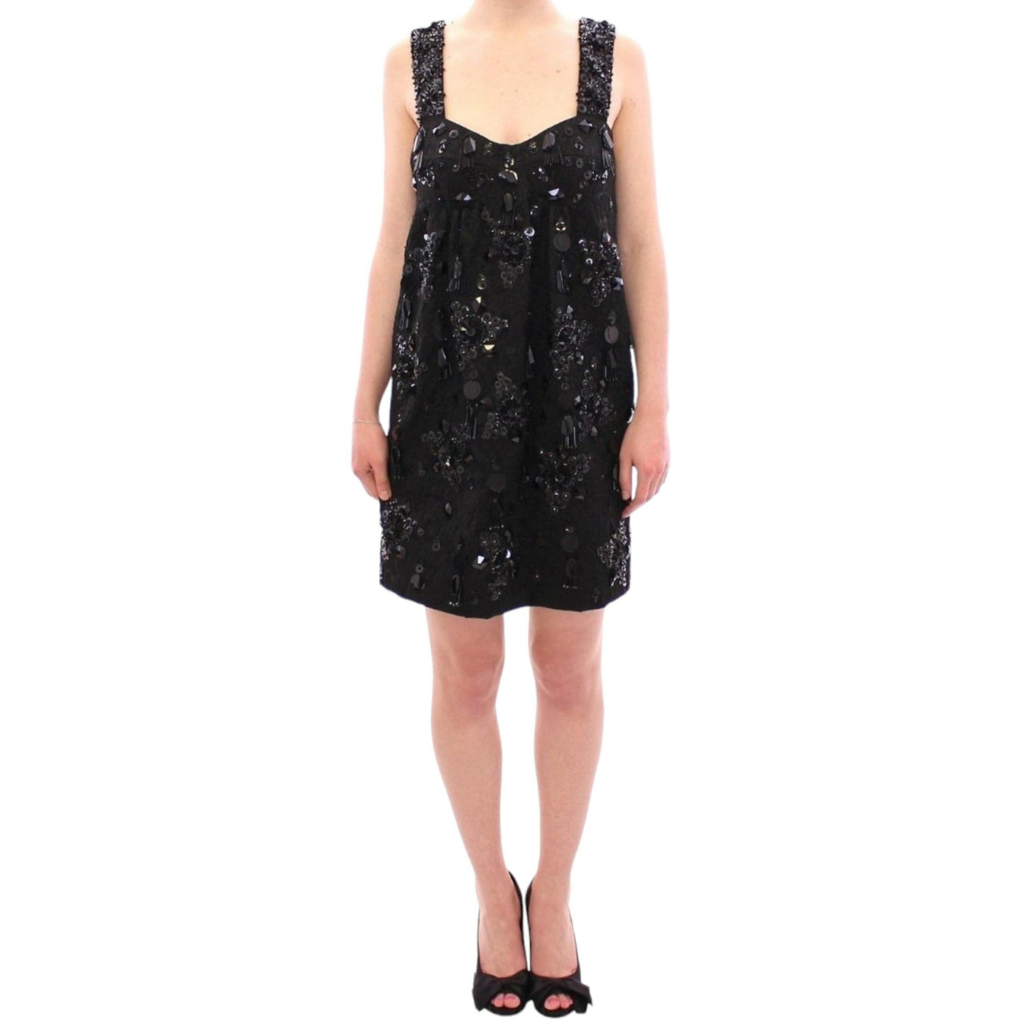 Dolce & Gabbana Black floral crystal embedded dress