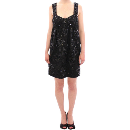 Dolce & Gabbana Black floral crystal embedded dress