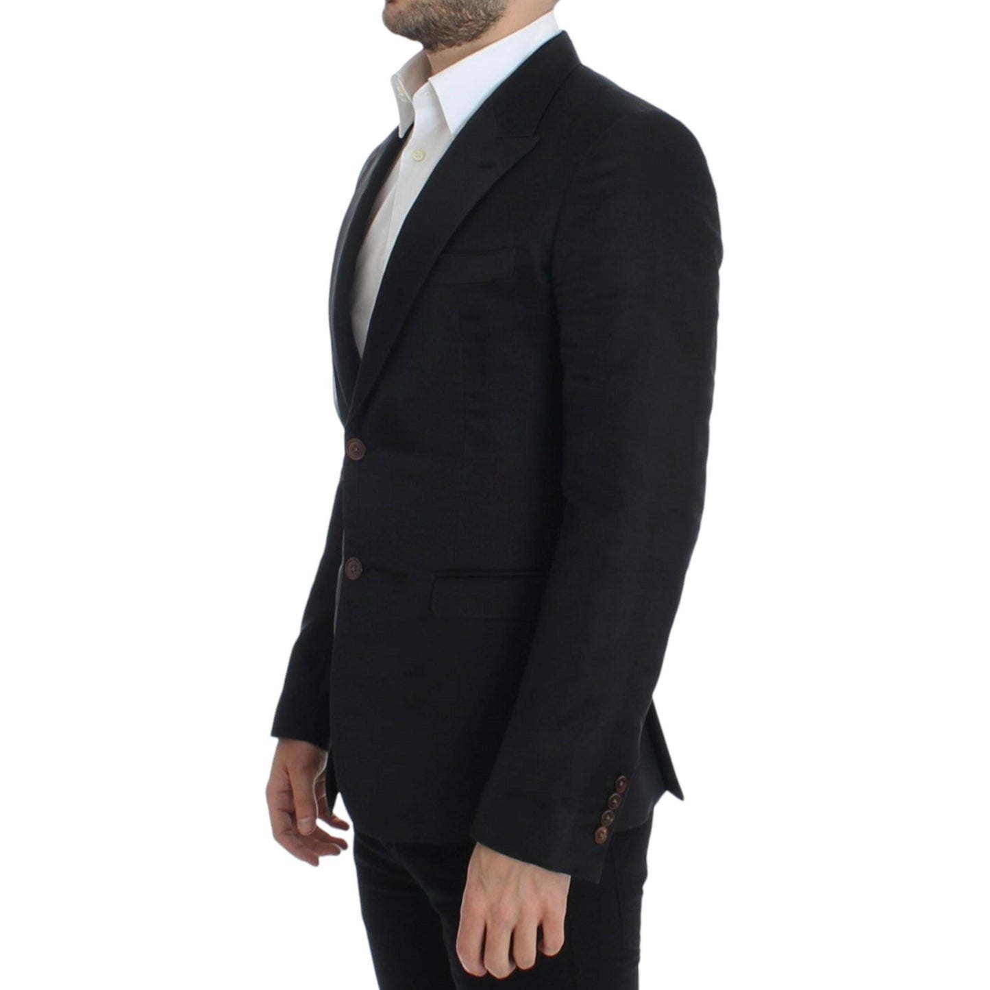 Dolce & Gabbana Black silk slim fit blazer