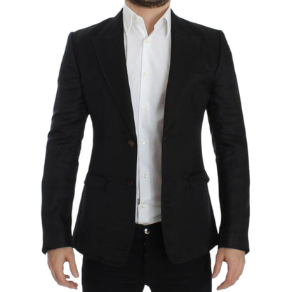 Dolce & Gabbana Black silk slim fit blazer
