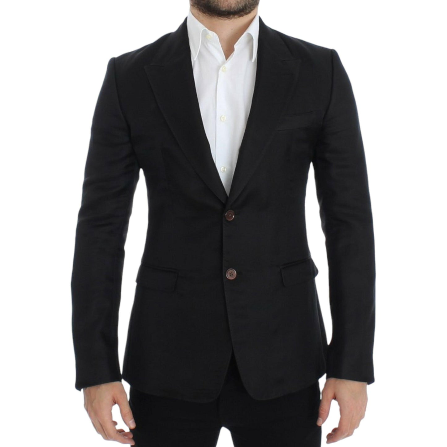 Dolce & Gabbana Black silk slim fit blazer