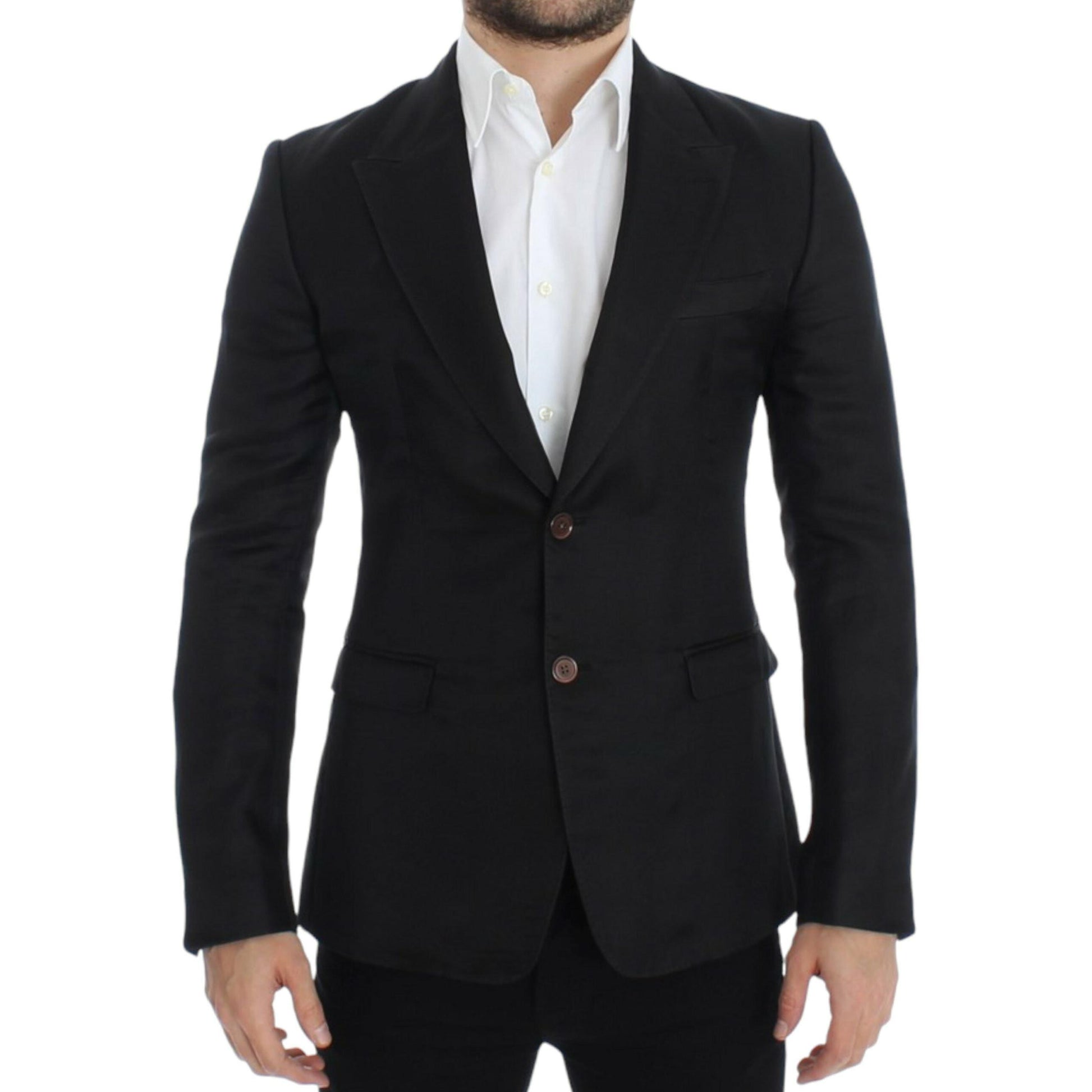 Dolce & Gabbana Black silk slim fit blazer