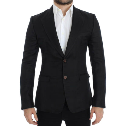 Dolce & Gabbana Black silk slim fit blazer