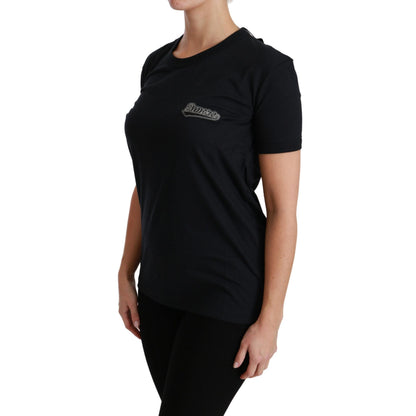 Dolce & Gabbana Blue Amore Patch Crewneck Cotton Top T-shirt