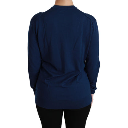 Dolce & Gabbana Blue Button Cardigan Virgin Wool Sweater