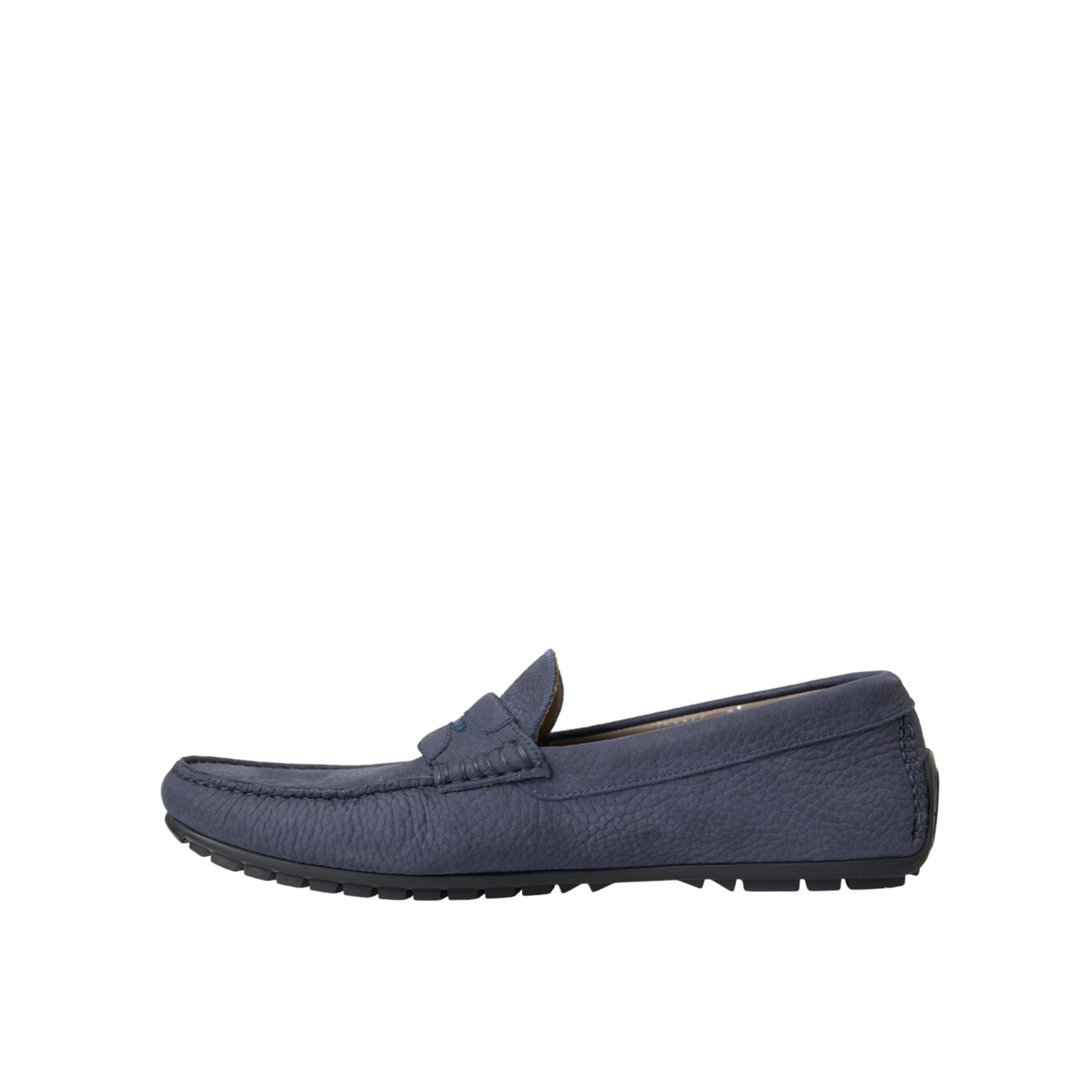 Dolce & Gabbana Blue Calf Leather Slip On Moccasin Shoes