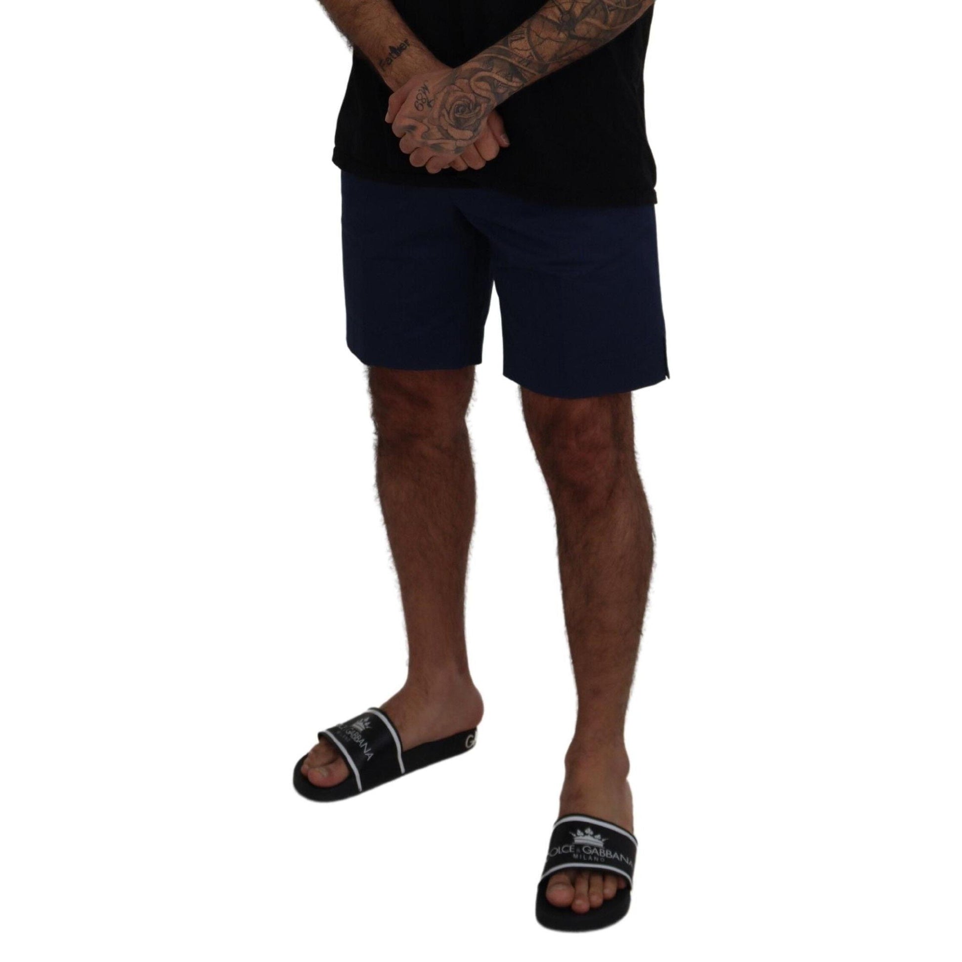 Dolce & Gabbana Blue Chinos Cotton Stretch Casual Shorts