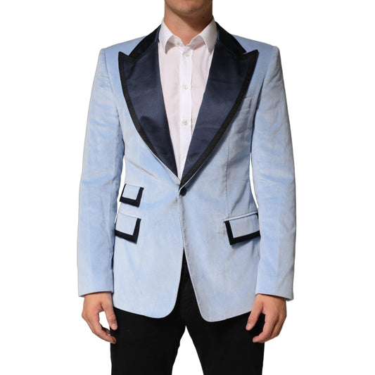 Dolce & Gabbana Blue Cotton Formal Single Breasted Jacket