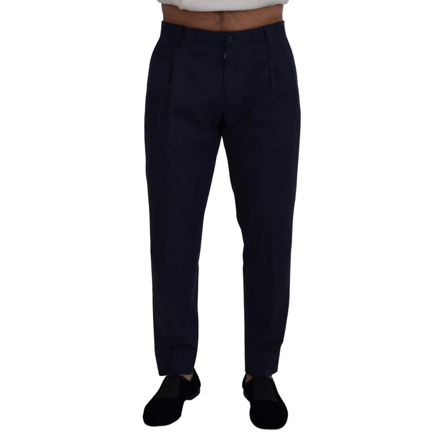 Dolce & Gabbana Blue Cotton Slim Trousers Chinos Pants