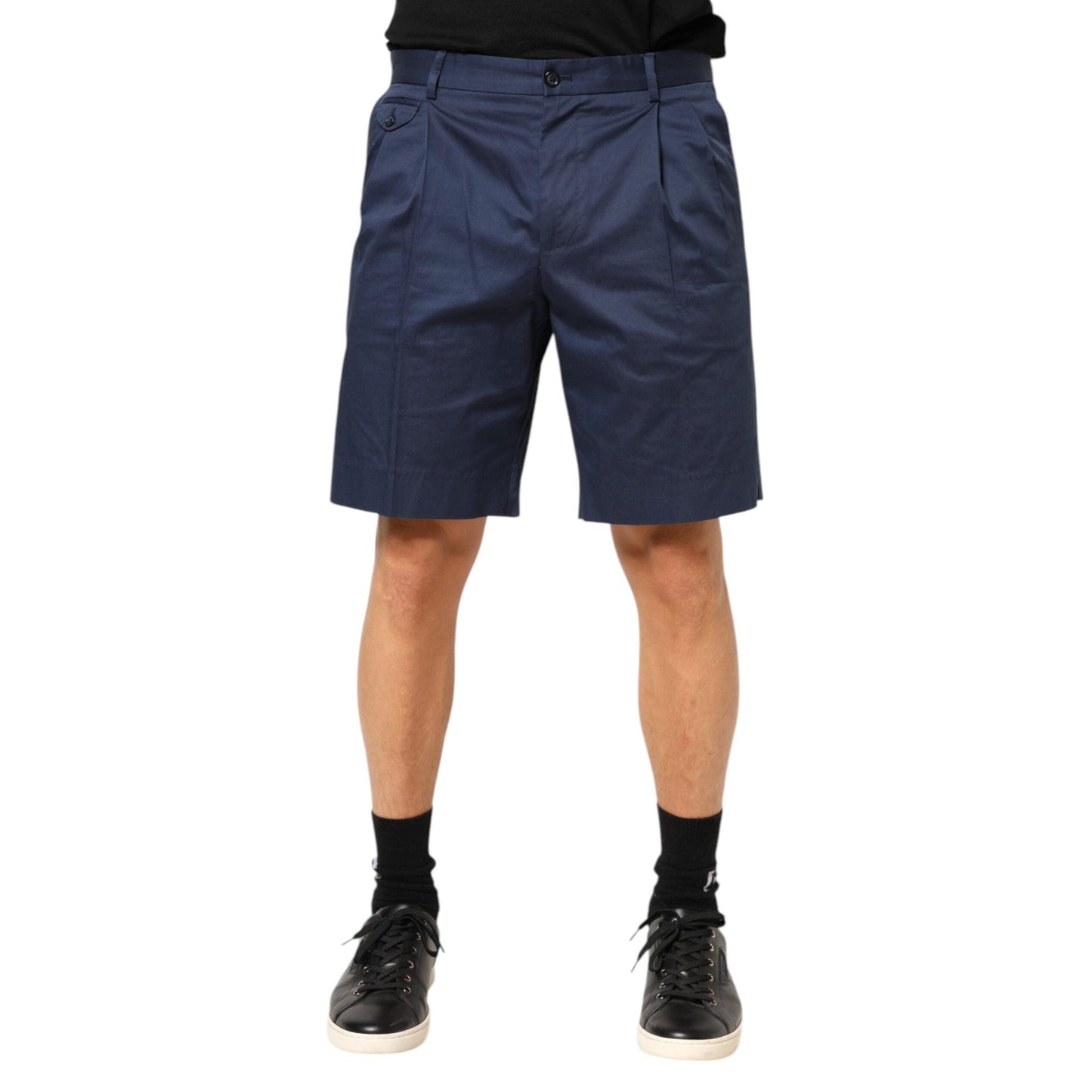Dolce & Gabbana Blue Cotton Stretch Mid Waist Bermuda Shorts