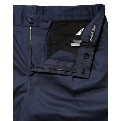 Dolce & Gabbana Blue Cotton Stretch Mid Waist Bermuda Shorts