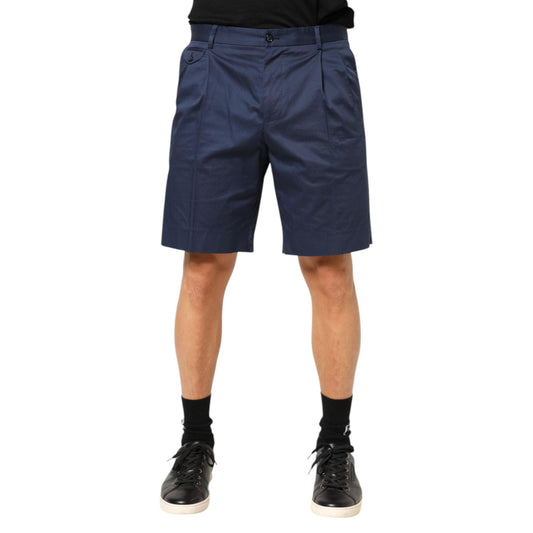 Dolce & Gabbana Blue Cotton Stretch Mid Waist Bermuda Shorts
