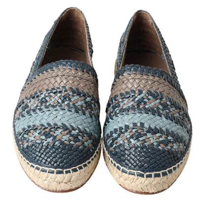 Dolce & Gabbana Blue Gray Leather Buffalo Espadrille Shoes