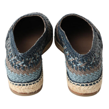 Dolce & Gabbana Blue Gray Leather Buffalo Espadrille Shoes