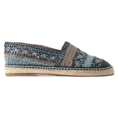 Dolce & Gabbana Blue Gray Leather Buffalo Espadrille Shoes