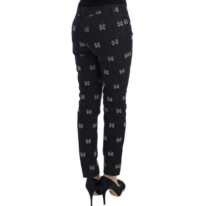 Dolce & Gabbana Blue Key Embroidered Slim Fit KATE Jeans