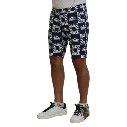 Dolce & Gabbana Blue Logo Print Cotton Chinos Shorts