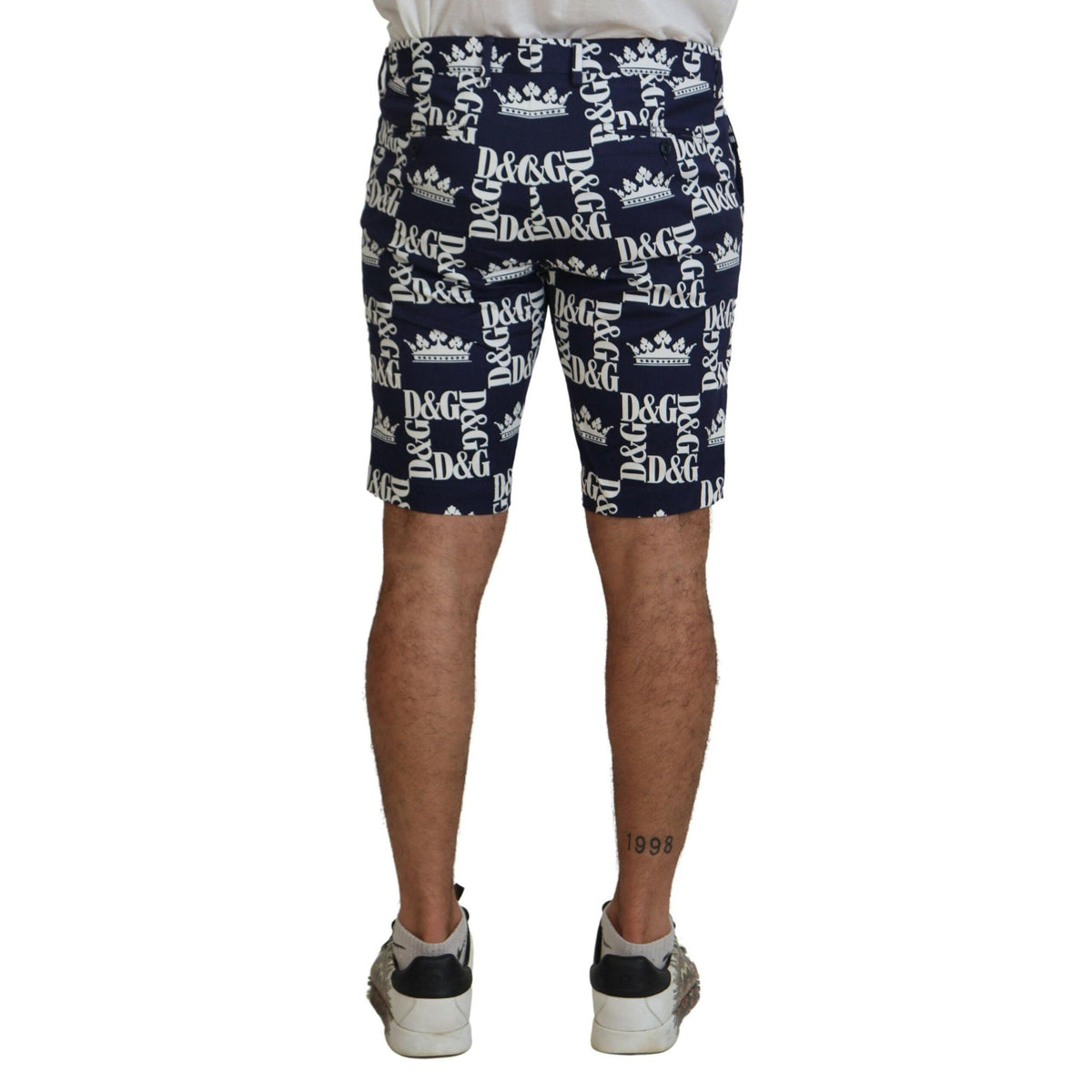Dolce & Gabbana Blue Logo Print Cotton Chinos Shorts