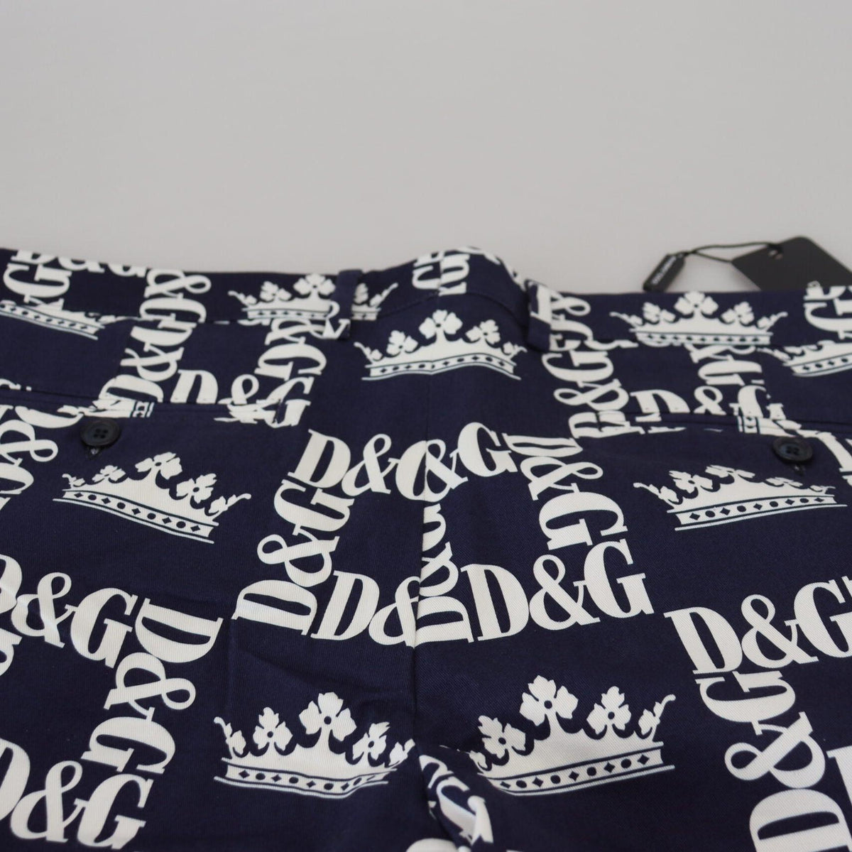 Dolce & Gabbana Blue Logo Print Cotton Chinos Shorts