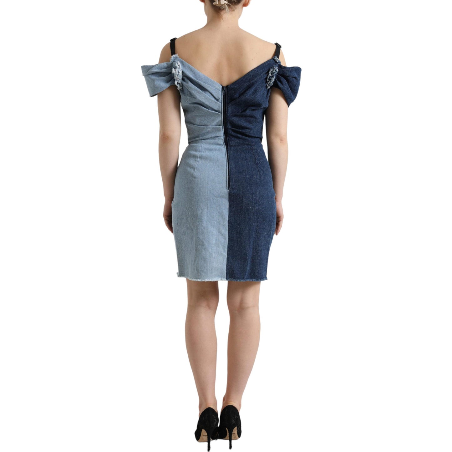 Dolce & Gabbana Blue Patchwork Two Tone Denim Mini Dress