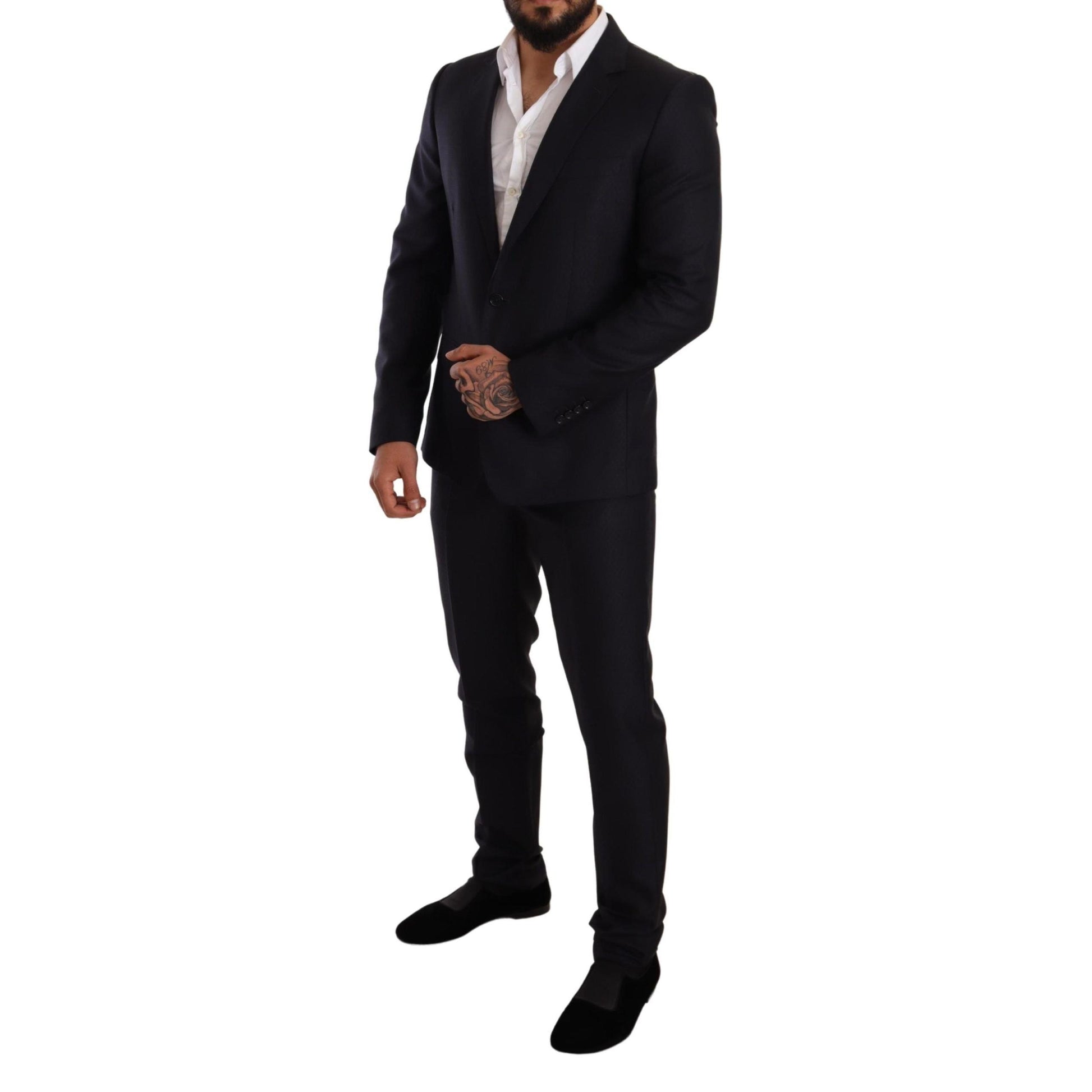 Dolce & Gabbana Blue Pattern MARTINI SLIM FIT 2 Piece Suit