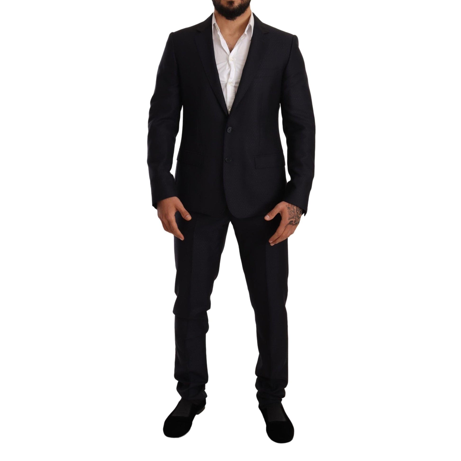 Dolce & Gabbana Blue Pattern MARTINI SLIM FIT 2 Piece Suit