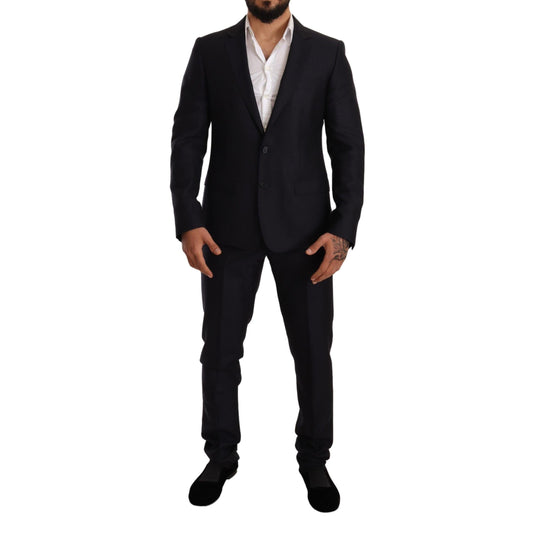 Dolce & Gabbana Blue Pattern MARTINI SLIM FIT 2 Piece Suit