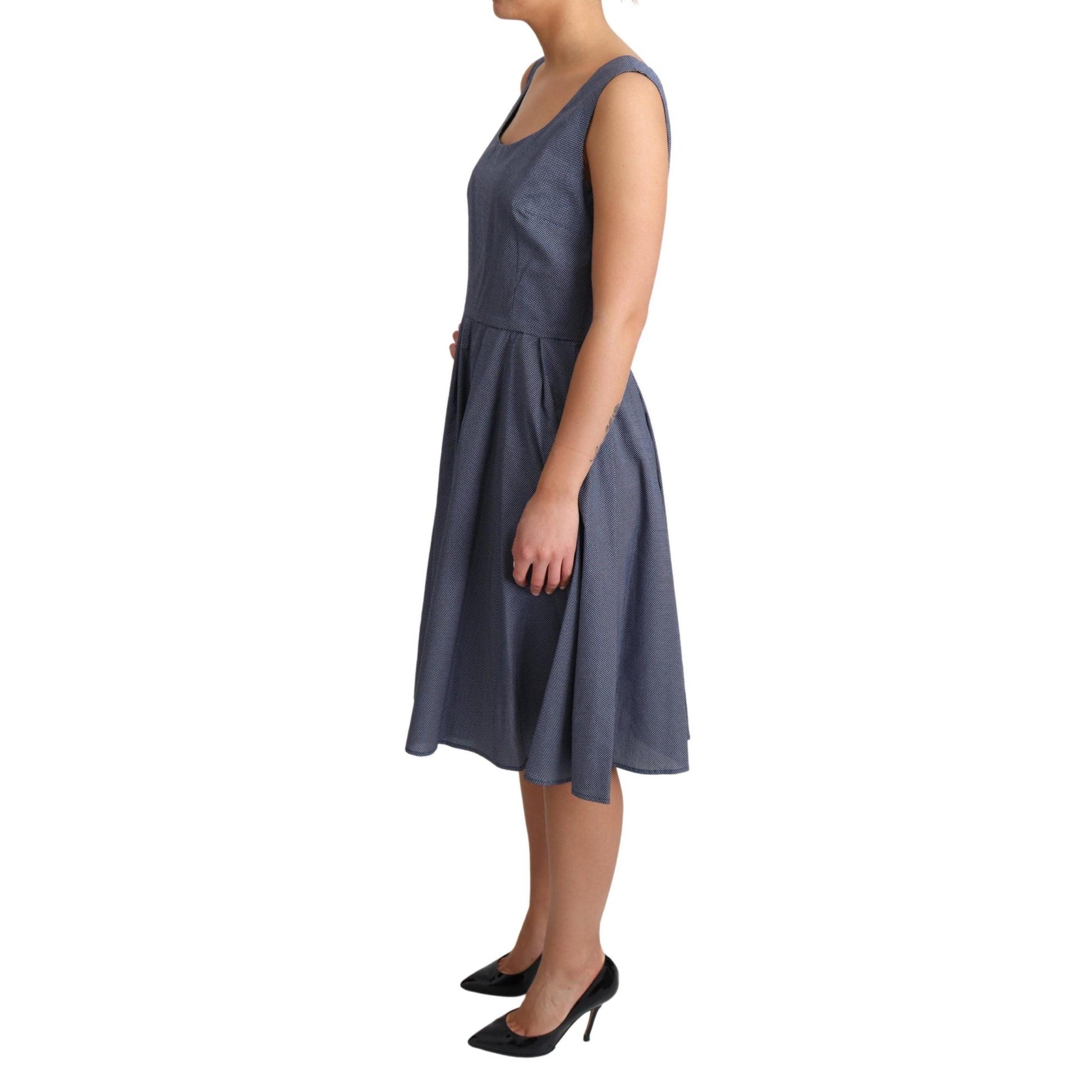 Dolce & Gabbana Blue Polka Cotton A-Line Stretch Dress