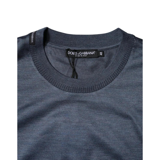 Dolce & Gabbana Blue Silk Crew Neck Short Sleeves Men T-shirt