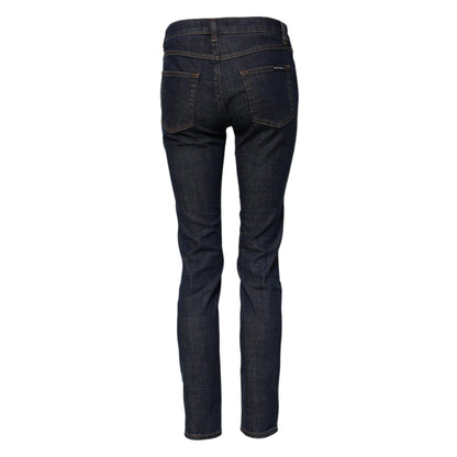 Dolce & Gabbana Blue Skinny Cotton Mid Waisted Denim Jeans