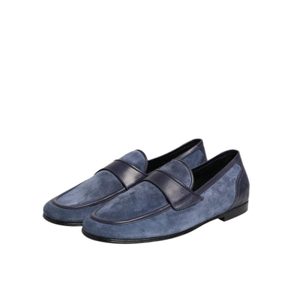 Dolce & Gabbana Blue Suede Leather Loafers Moccasin Shoes