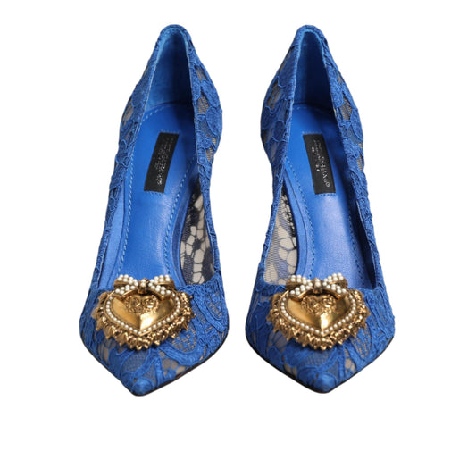 Dolce & Gabbana Blue Taormina Lace DEVOTION Pumps Shoes \