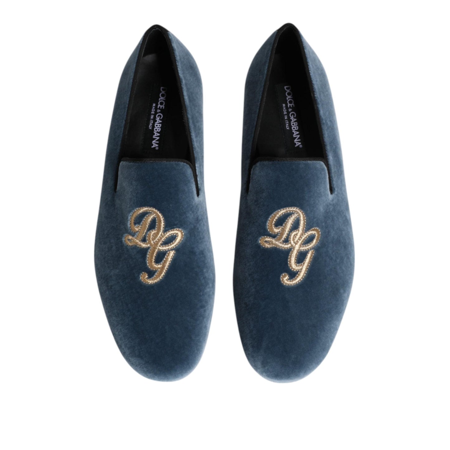 Dolce & Gabbana Blue Velvet DG Logo Loafers Formal Shoes