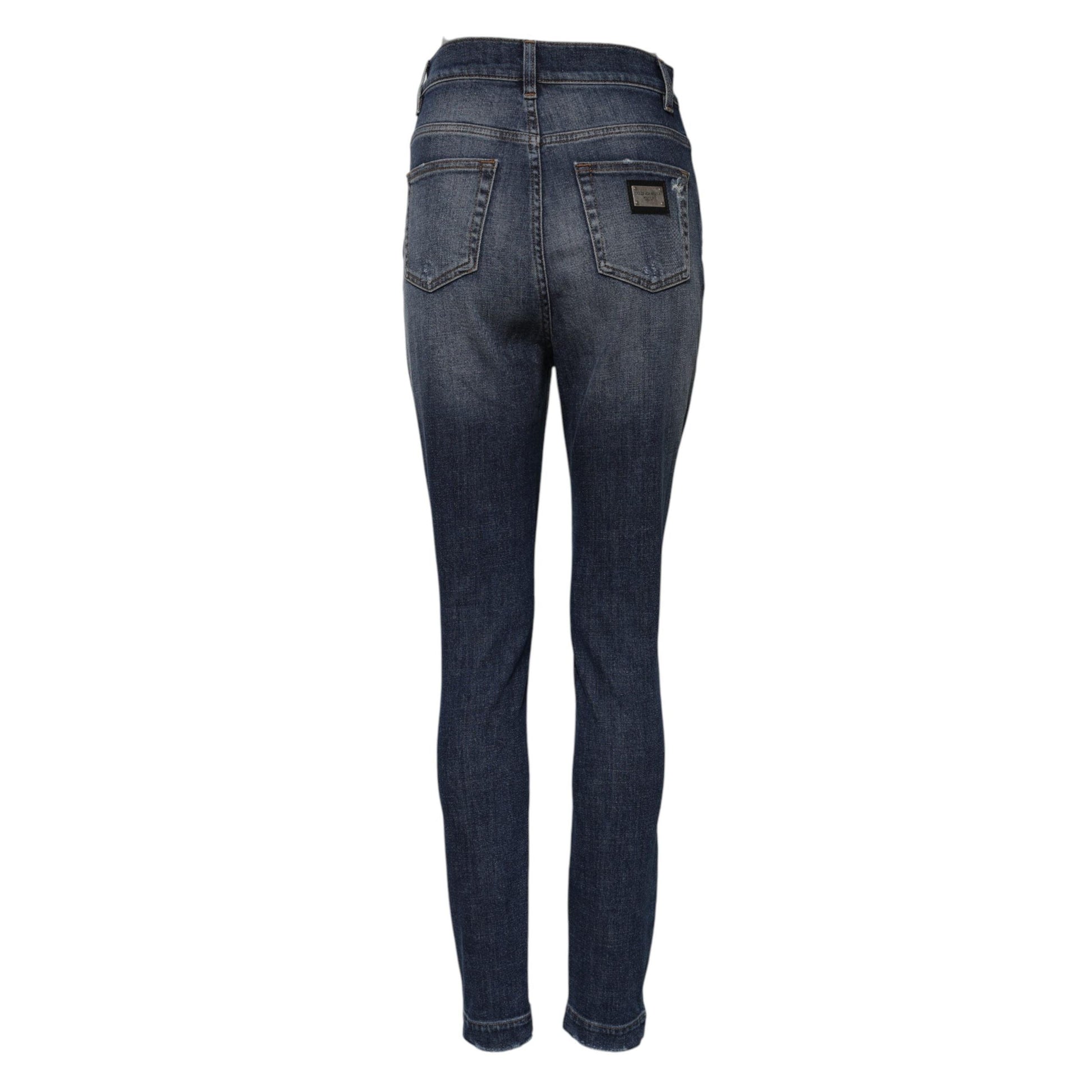 Dolce & Gabbana Blue Washed Cotton High Waisted Denim Jeans