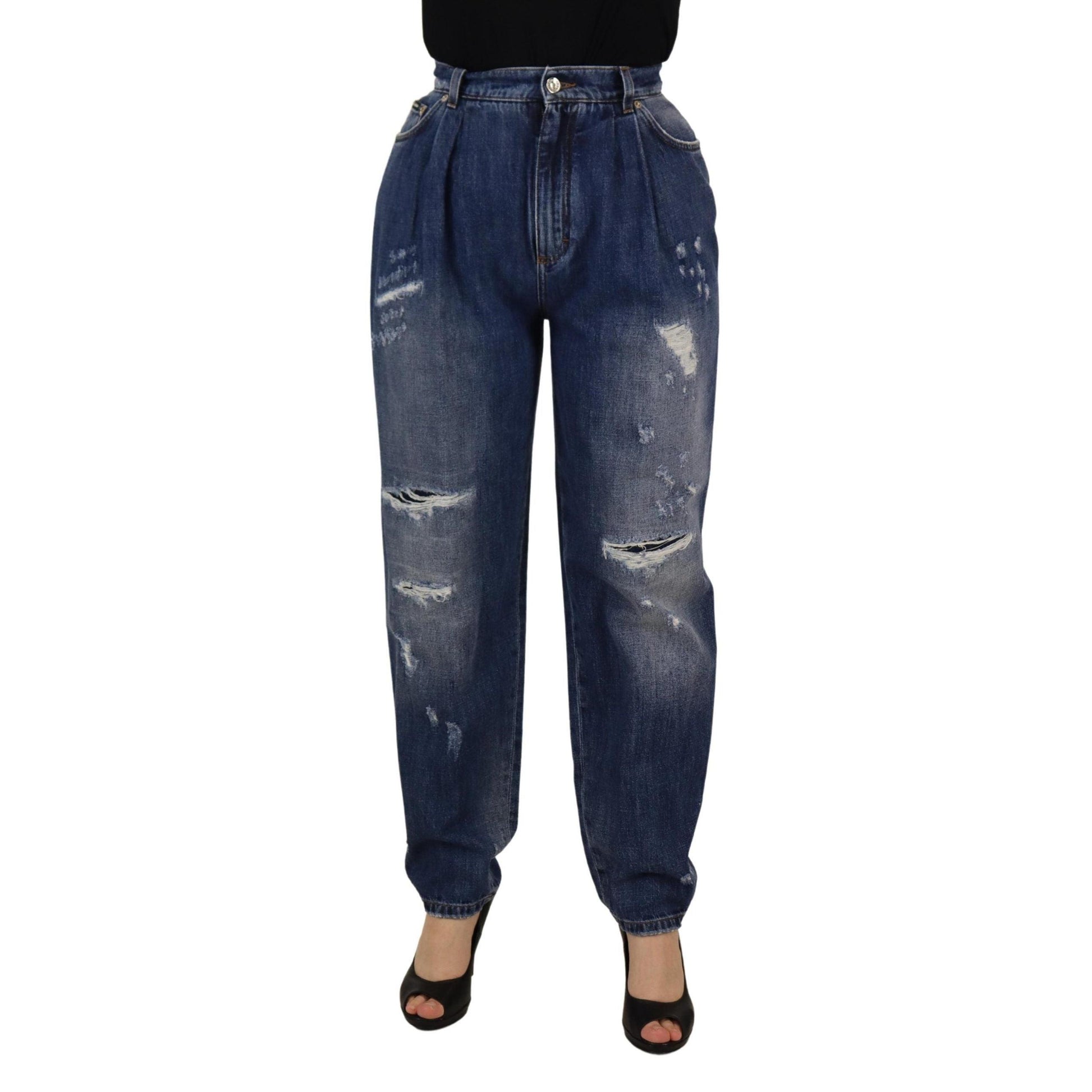 Dolce & Gabbana Blue Washed High Waist Loose Fit Pants