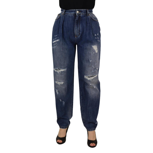 Dolce & Gabbana Blue Washed High Waist Loose Fit Pants
