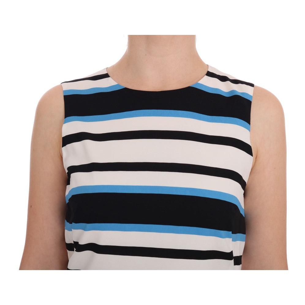Dolce & Gabbana Blue White Striped Silk Stretch Shift Dress
